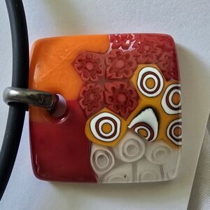 Colorful Venetian Glass Geometric Pendant Necklace